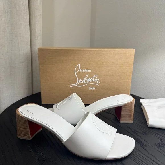 Christian Louboutin So CL Mule 55 Sandal Leather White - Picture 3 of 7